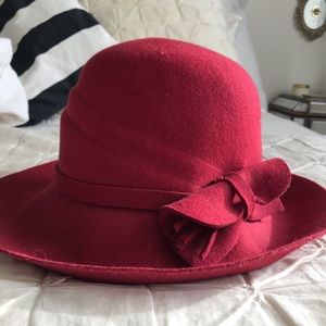 Anthropologie Burgundy Felt Hat